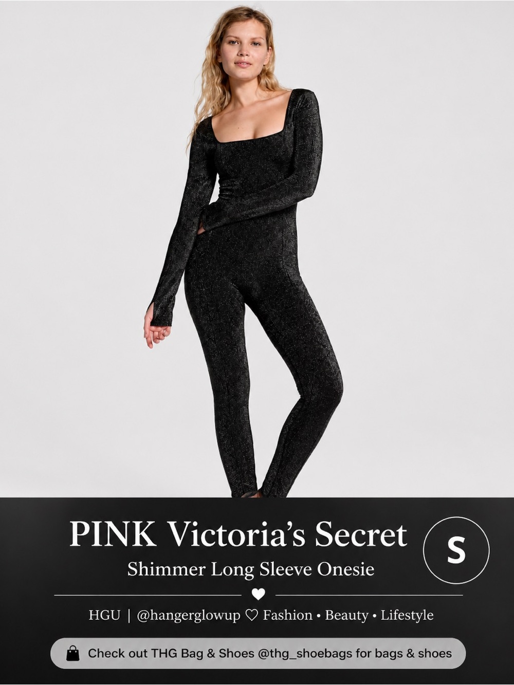 PINK Victoria’s Secret Shimmer Seamless Onesie Bodysuit NWT S